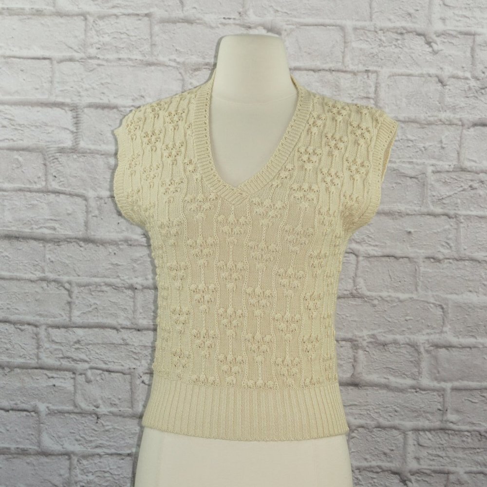 Vintage 70s Bobble Sweater Vest XS